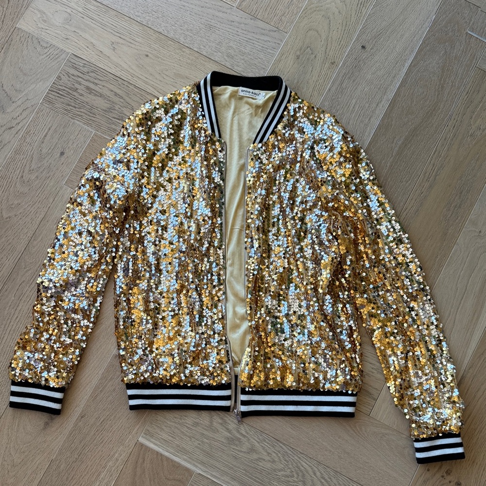 Gold Sequin Bomber Jacket - image 1